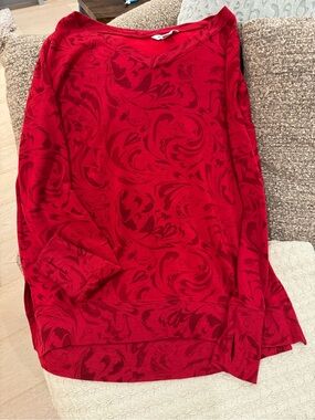Athleta Red Floral-Print Paisley Top